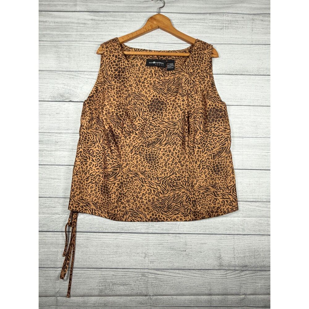 Sag Harbor Dress Woman 20W Animal Print Sleeveless Top Brown Pants Set 4147